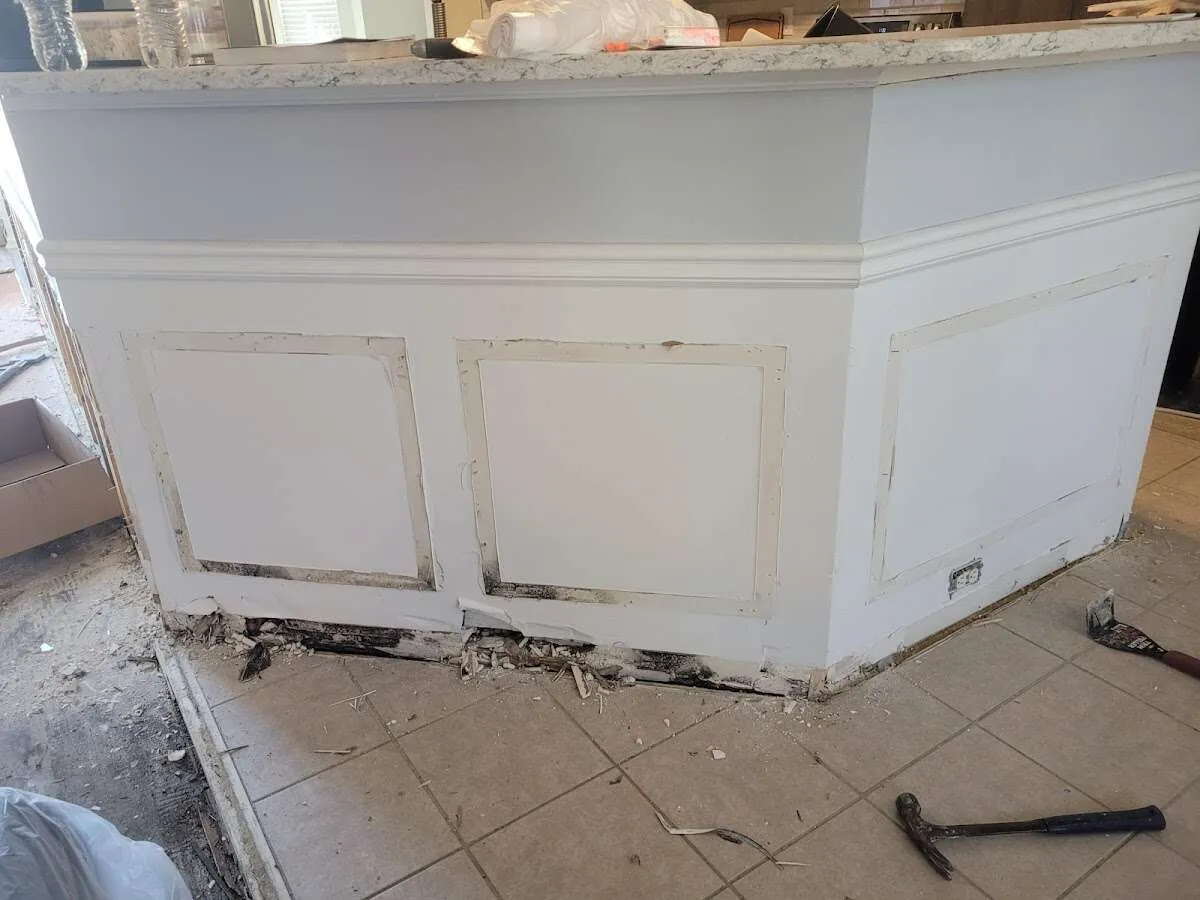 Water damage and mold on kitchen during Storm Damage Restoration in Sacramento